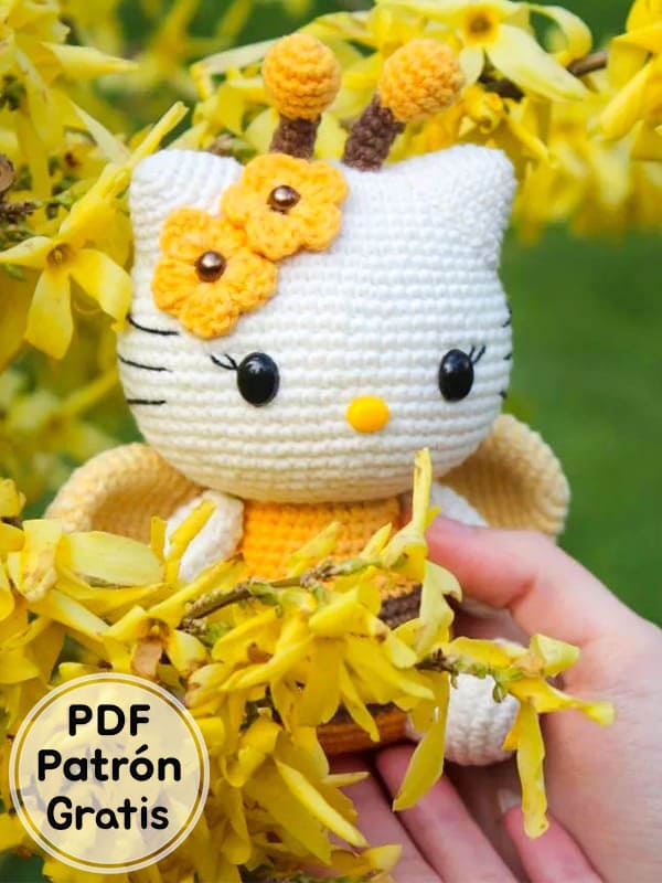 Amigurumi Mariposa Hello Kitty PDF Patrón Gratis Paso a Paso 