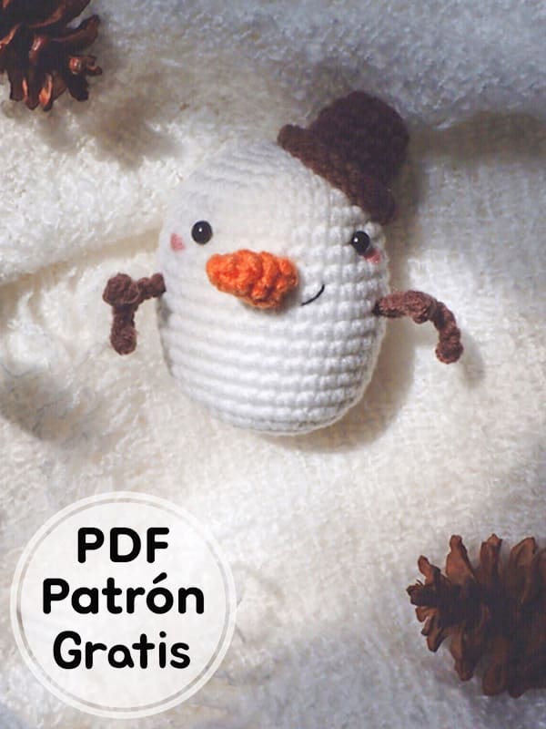 Muñeco de Nieve Amigurumi Navidad PDF Patrón Gratis 