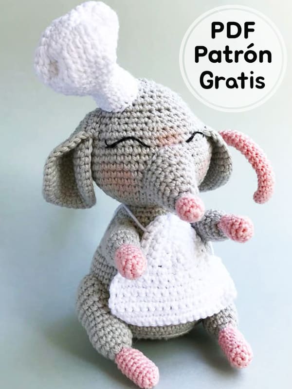 Cocinero Raton Amigurumi PDF Patrón Gratis 