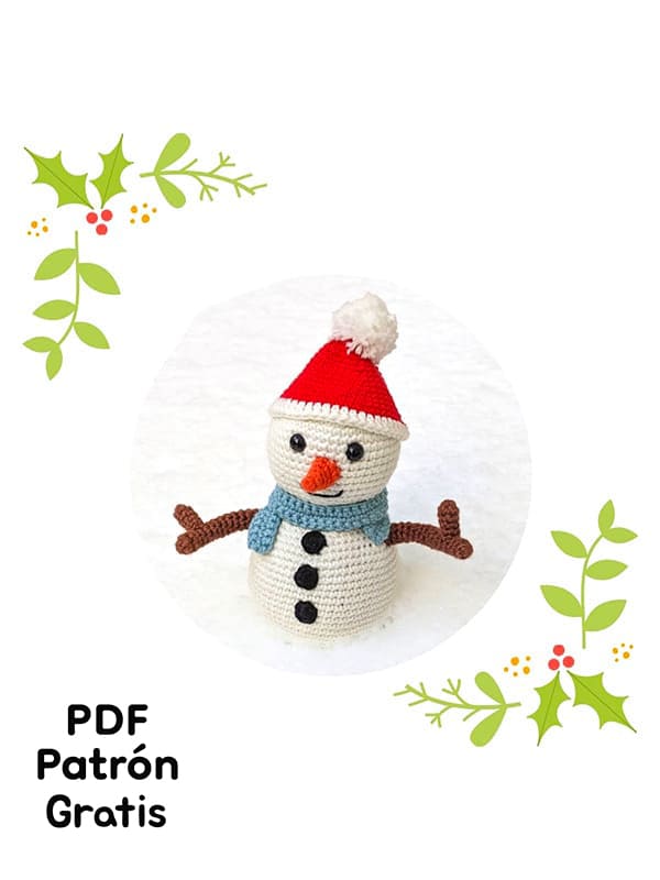 Muñeco de Nieve Amigurumi PDF Patrón Gratis 