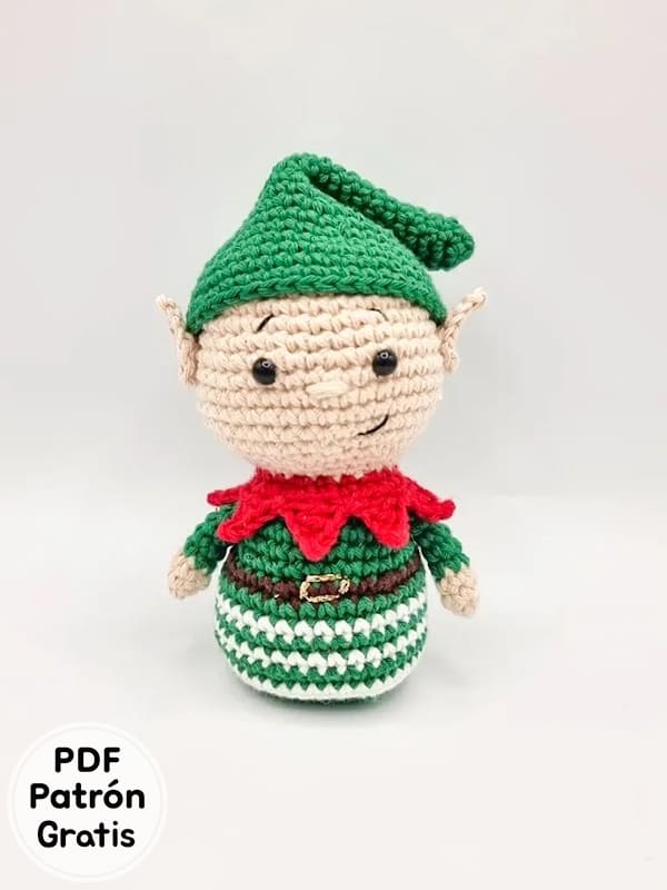 Ornamentar Elfo Muñeca Amigurumi Navidad Patrón Gratis