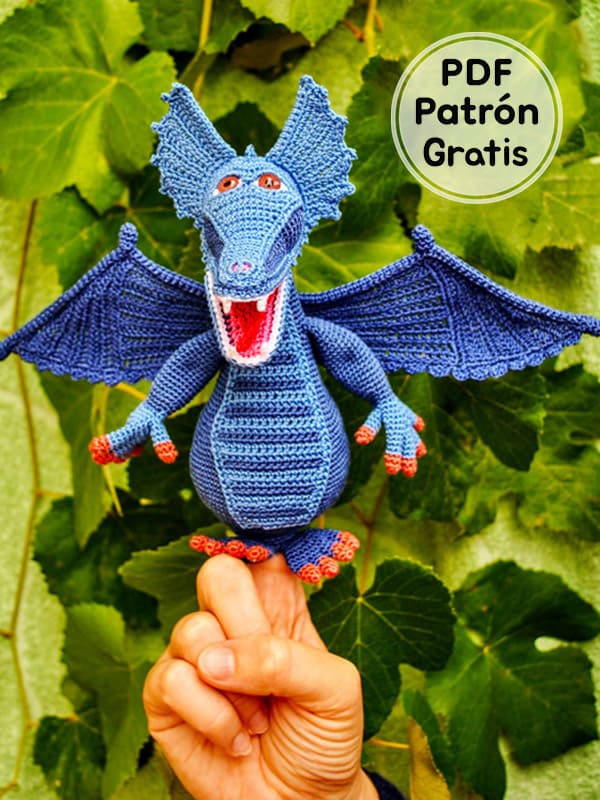 Lindo Azul Dragon Amigurumi Patron Gratis en Español PDF 