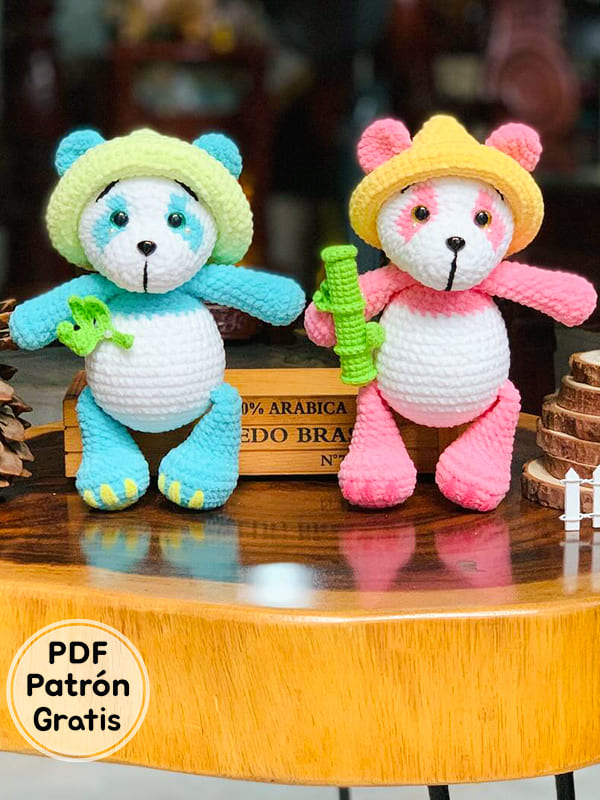Amigurumi Panda Con Sombrero PDF Patron Gratis