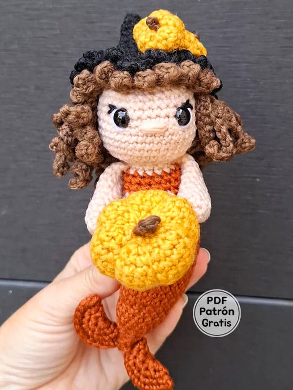 Calabaza Sirena Amigurumi Muñecas A Crochet Patrones Gratis PDF 