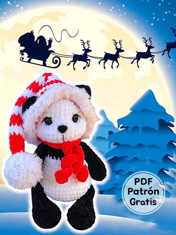 Sombrero De Navidad Oso Panda Amigurumi Patrón Gratis​ PDF 